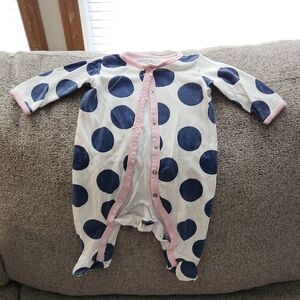 Carter's Blue Polka Dot Footie with Pink Trim